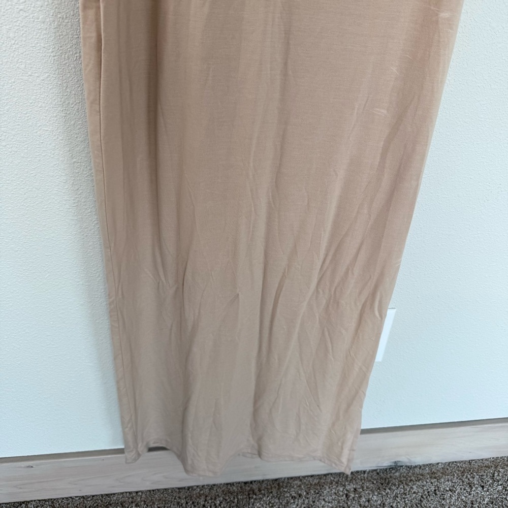 Reformation Jeans Nila Maxi Dress Taupe Beige Side Slits Casual Women’s Large - Picture 6 of 12